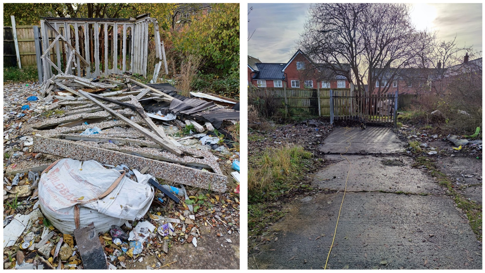 Before and after structure removal in Brookfield