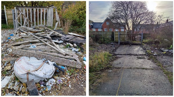 Before and after of the removal of structure