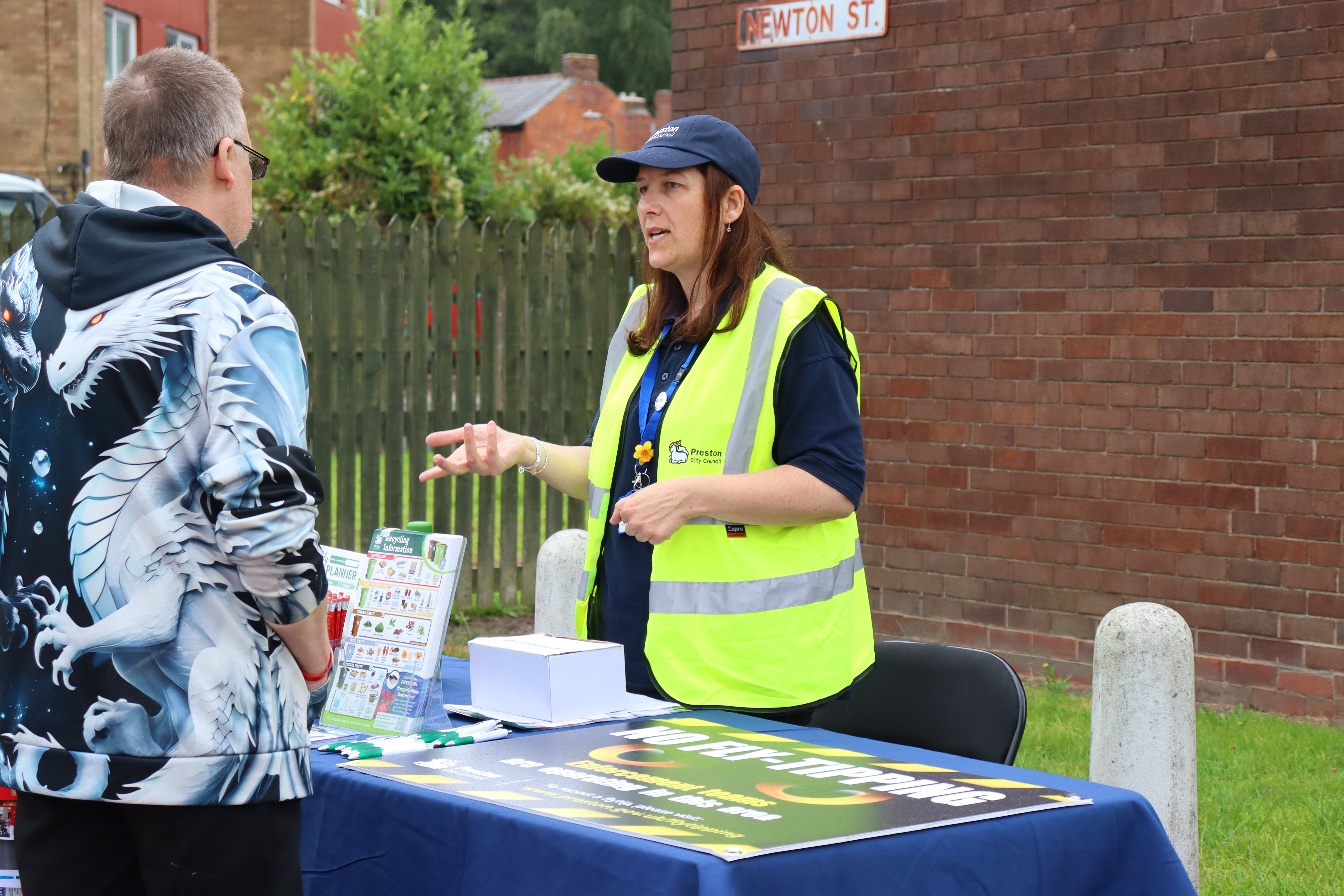 Talking to local people at Newton Street